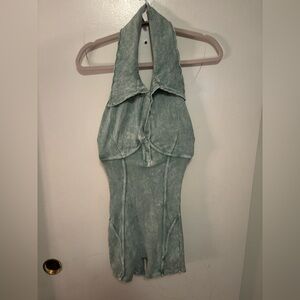 ITZY ribbed mint Green romper